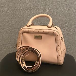 Pink Kate Spade Handbag (with crossbody strap, and gold detailing)